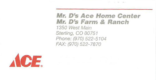Mr. D's Ace Hardware Logo